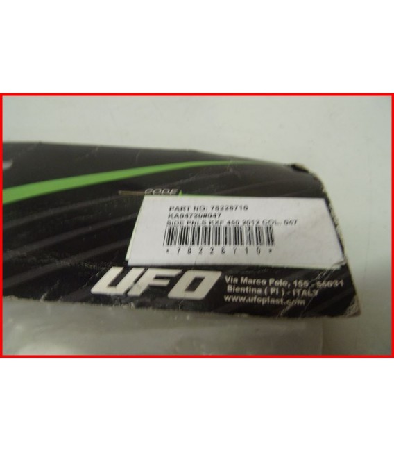 KAWASAKI KXF 250 -KXF 450 2013-2015 PLAQUE LATERALE ARRIERE "UFO" -NEUVE